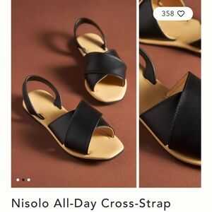 Nisolo All-Day Cross Strap Sandals in Black, 8.5
